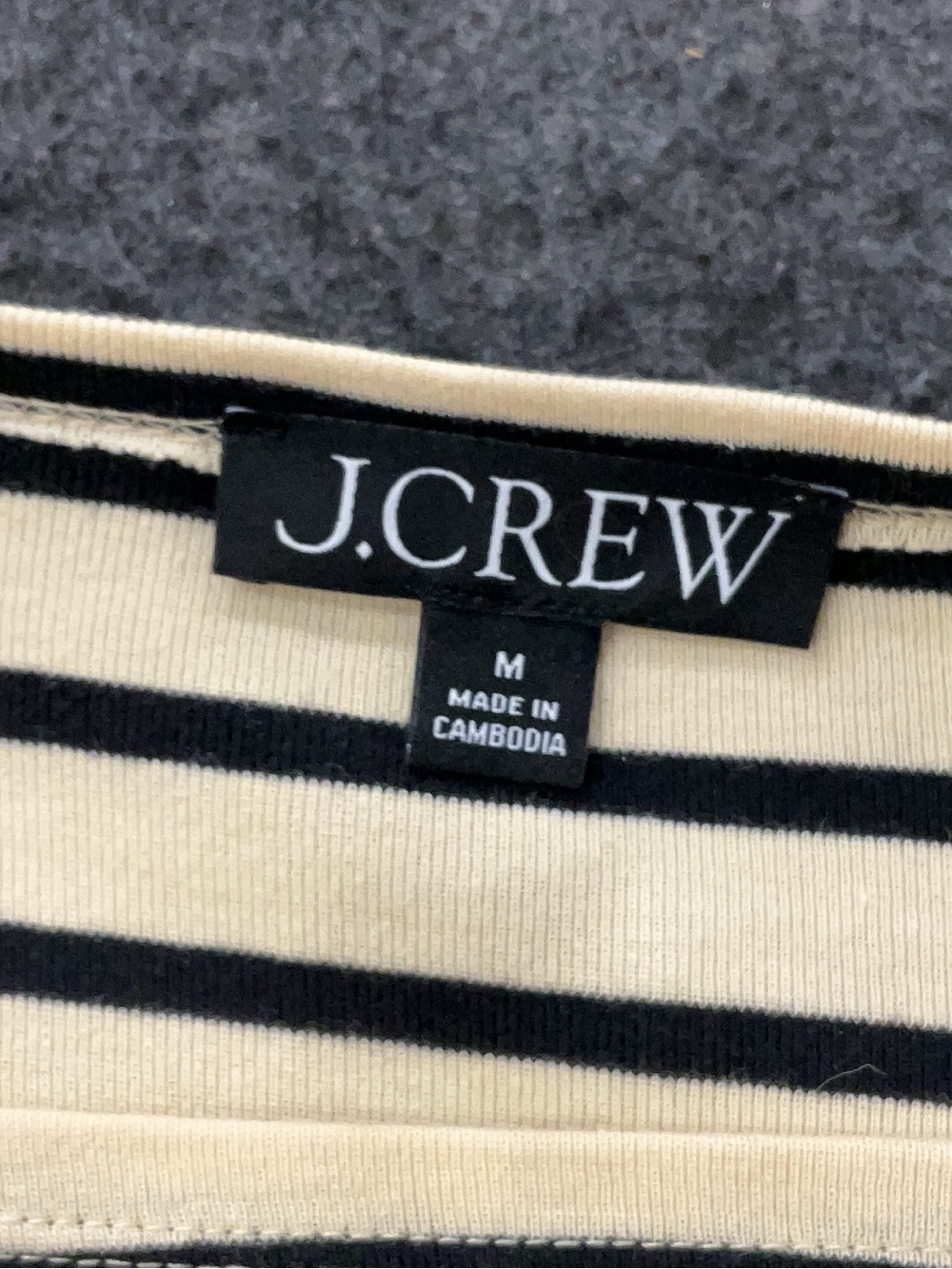 J. Crew Cream and Black Striped Long Sleeve Top with Feather Cuffs - Picture 2 of 3